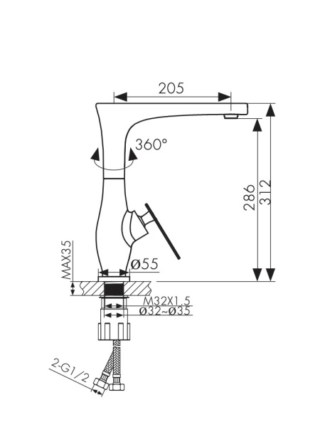 02044 Смеситель KAISER Star для кухни 